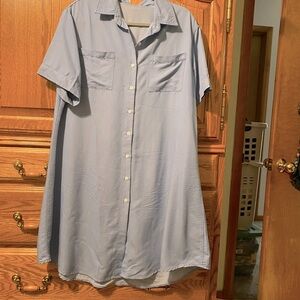 Beautiful soft light blue shirt dress in 1X